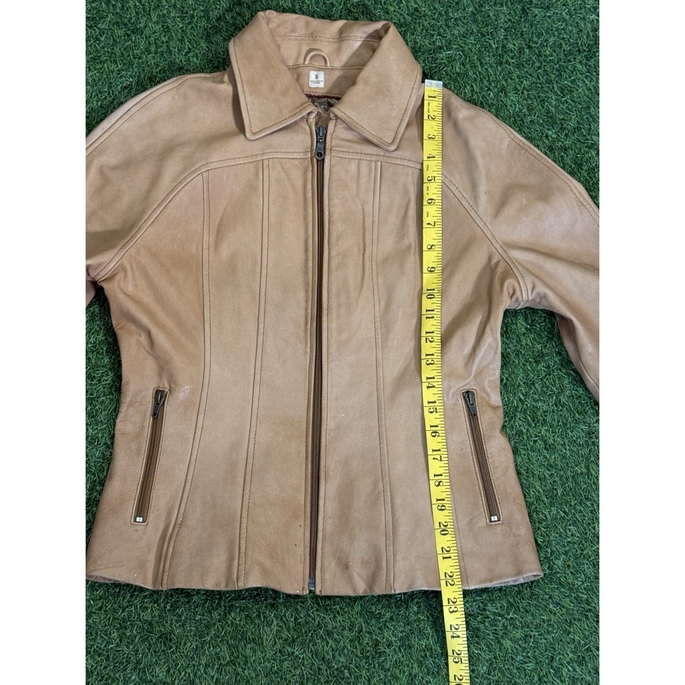 Wilsons Leather Jacket Womens Large Brown Genuine Edgy Biker Moto Zip Up - Picture 14 of 16